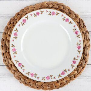 Vintage Dinner Plate CX741 by China, Pink & Gold Flowers, Gold Rim